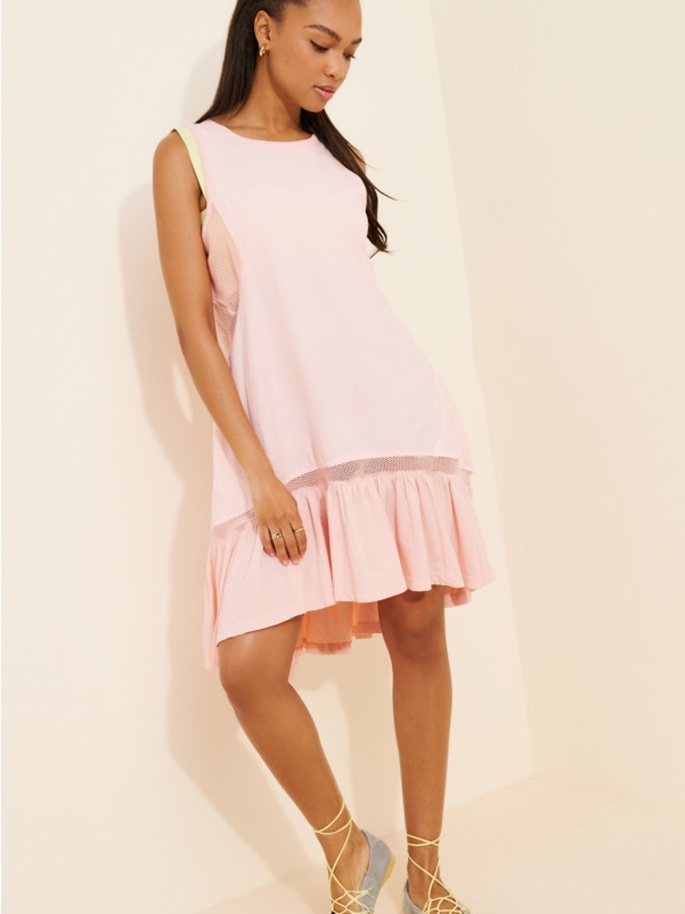 Nwot daily practice Sleeveless Pink Ruffle-Hem Mini Dress